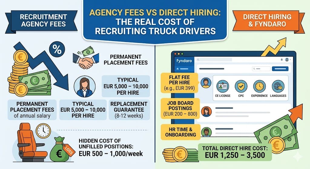 Infographic breakdown of 2026 truck driver salaries in Germany by city, route, and experience.